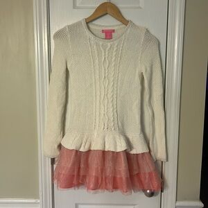 Girls sweater dress with tulle skirt - girls size 8